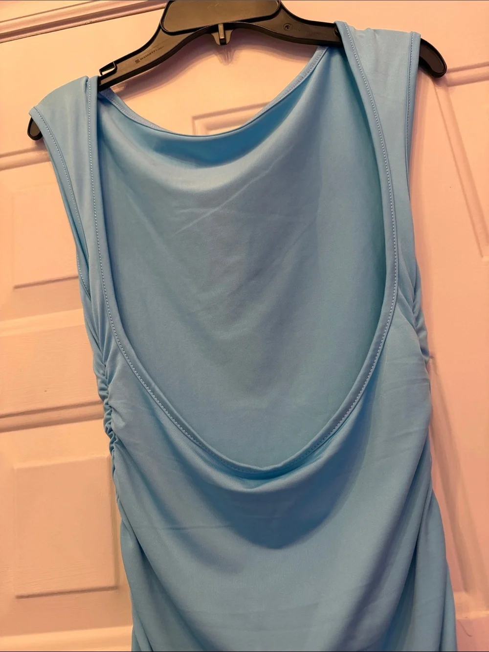 Light Blue Backless Ruched Dress - Picture 3 of 3
